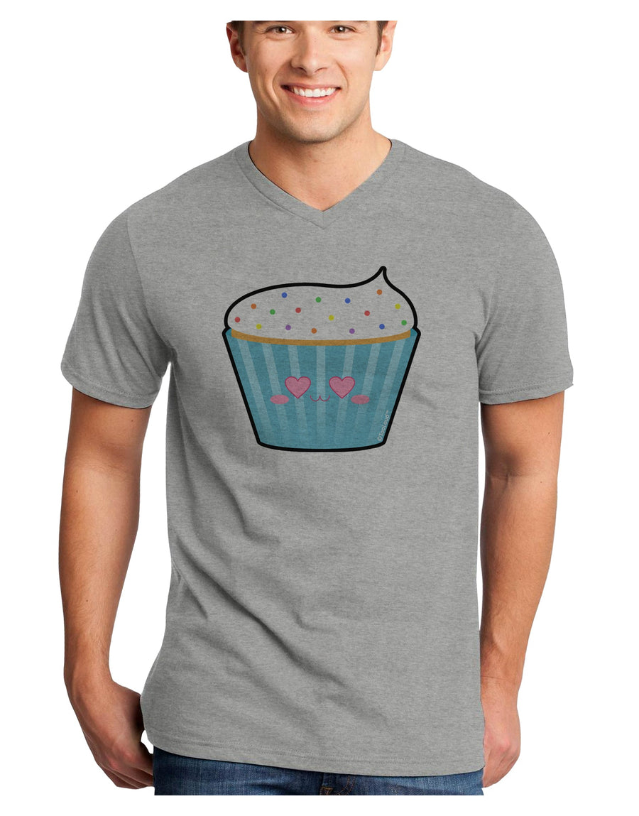 Cute Cupcake with Sprinkles - Heart Eyes Adult V-Neck T-shirt by TooLoud-Mens V-Neck T-Shirt-TooLoud-White-Small-Davson Sales