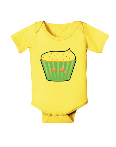 Cute Cupcake with Sprinkles - Heart Eyes Baby Romper Bodysuit by TooLoud-Baby Romper-TooLoud-Yellow-06-Months-Davson Sales