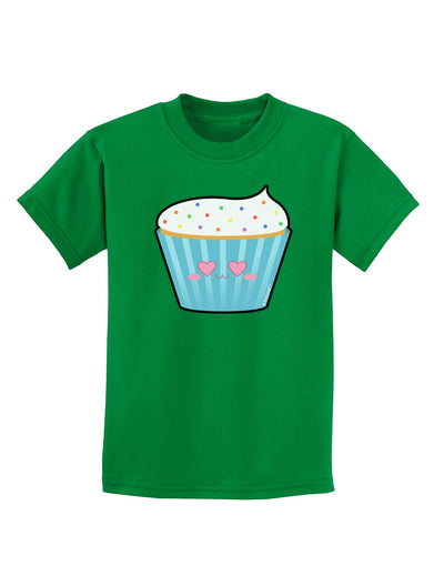 Cute Cupcake with Sprinkles - Heart Eyes Childrens Dark T-Shirt by TooLoud-Childrens T-Shirt-TooLoud-Kelly-Green-X-Small-Davson Sales