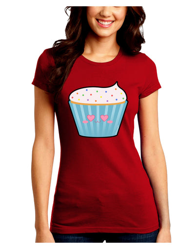 Cute Cupcake with Sprinkles - Heart Eyes Juniors Crew Dark T-Shirt by TooLoud-T-Shirts Juniors Tops-TooLoud-Red-Juniors Fitted Small-Davson Sales