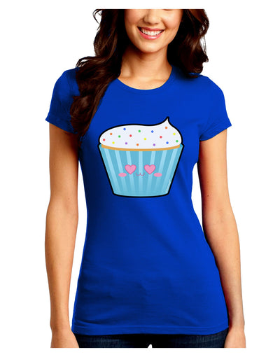 Cute Cupcake with Sprinkles - Heart Eyes Juniors Crew Dark T-Shirt by TooLoud-T-Shirts Juniors Tops-TooLoud-Royal-Blue-Juniors Fitted Small-Davson Sales