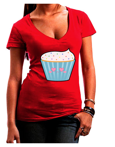 Cute Cupcake with Sprinkles - Heart Eyes Juniors V-Neck Dark T-Shirt by TooLoud-Womens V-Neck T-Shirts-TooLoud-Red-Juniors Fitted Small-Davson Sales