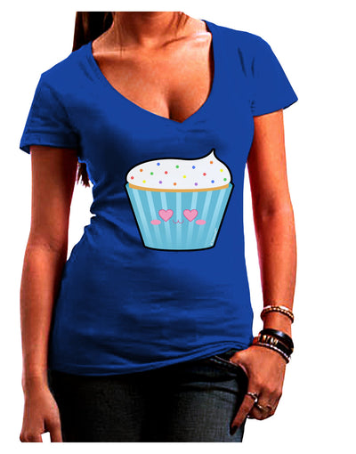 Cute Cupcake with Sprinkles - Heart Eyes Juniors V-Neck Dark T-Shirt by TooLoud-Womens V-Neck T-Shirts-TooLoud-Royal-Blue-Juniors Fitted Small-Davson Sales