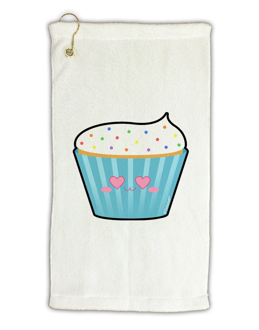 Cute Cupcake with Sprinkles - Heart Eyes Micro Terry Gromet Golf Towel 16 x 25 inch by TooLoud-Golf Towel-TooLoud-White-Davson Sales