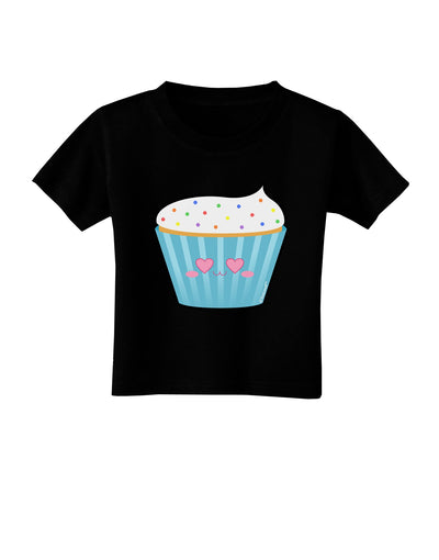 Cute Cupcake with Sprinkles - Heart Eyes Toddler T-Shirt Dark by TooLoud-Toddler T-Shirt-TooLoud-Black-2T-Davson Sales