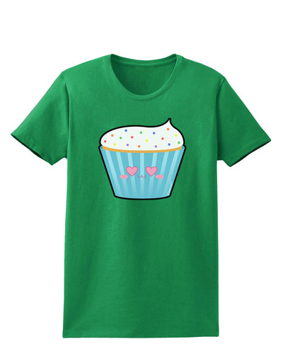 Cute Cupcake with Sprinkles - Heart Eyes Womens Dark T-Shirt by TooLoud-Womens T-Shirt-TooLoud-Kelly-Green-X-Small-Davson Sales