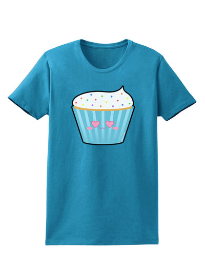 Cute Cupcake with Sprinkles - Heart Eyes Womens Dark T-Shirt by TooLoud-Womens T-Shirt-TooLoud-Turquoise-X-Small-Davson Sales