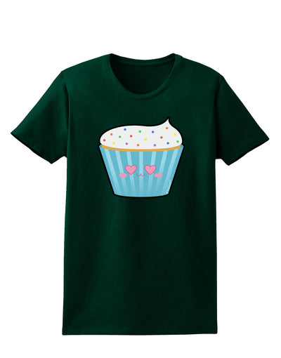 Cute Cupcake with Sprinkles - Heart Eyes Womens Dark T-Shirt by TooLoud-Womens T-Shirt-TooLoud-Forest-Green-Small-Davson Sales