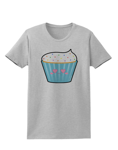 Cute Cupcake with Sprinkles - Heart Eyes Womens T-Shirt by TooLoud-Womens T-Shirt-TooLoud-AshGray-X-Small-Davson Sales