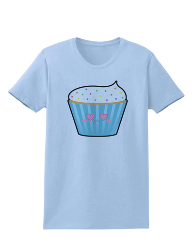 Cute Cupcake with Sprinkles - Heart Eyes Womens T-Shirt by TooLoud-Womens T-Shirt-TooLoud-Light-Blue-X-Small-Davson Sales