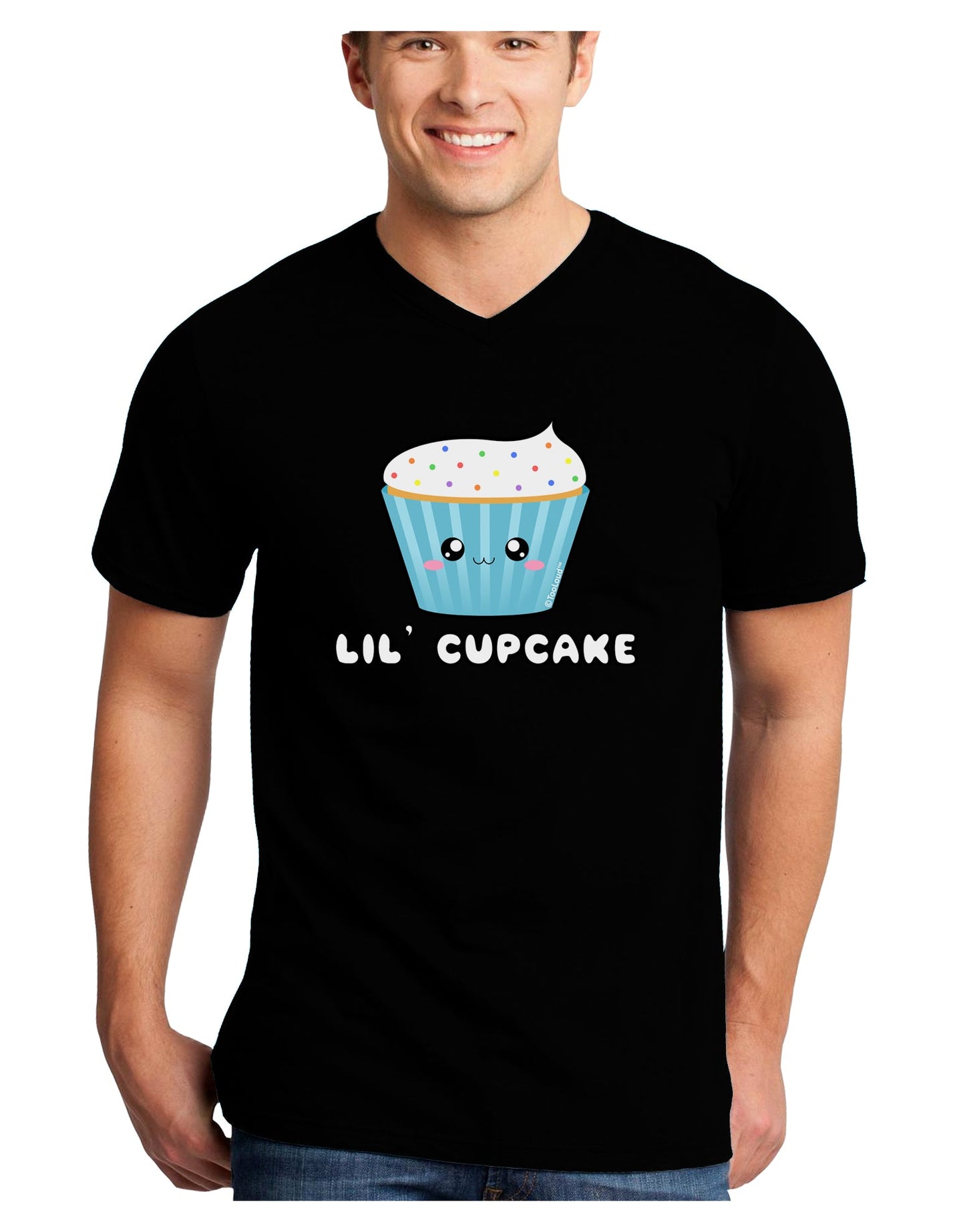 Cute Cupcake with Sprinkles - Lil Cupcake Adult Dark V-Neck T-Shirt by TooLoud-Mens V-Neck T-Shirt-TooLoud-Black-Small-Davson Sales