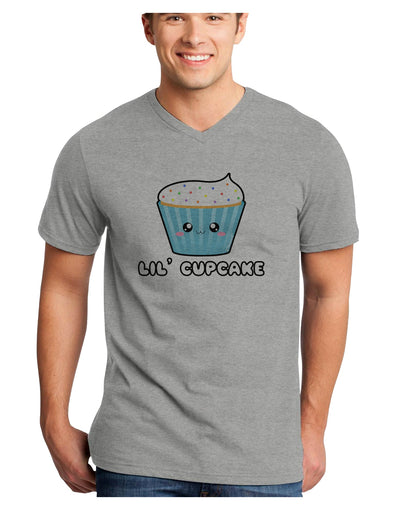 Cute Cupcake with Sprinkles - Lil Cupcake Adult V-Neck T-shirt by TooLoud-Mens V-Neck T-Shirt-TooLoud-HeatherGray-Small-Davson Sales