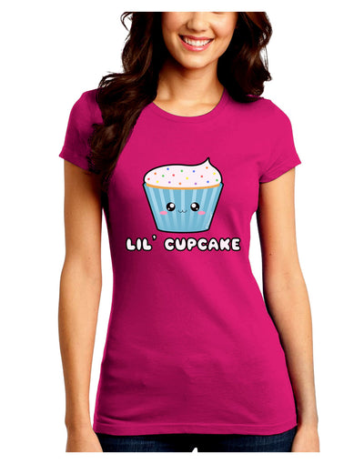 Cute Cupcake with Sprinkles - Lil Cupcake Juniors Crew Dark T-Shirt by TooLoud-T-Shirts Juniors Tops-TooLoud-Hot-Pink-Juniors Fitted Small-Davson Sales