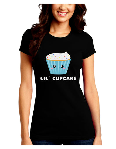 Cute Cupcake with Sprinkles - Lil Cupcake Juniors Crew Dark T-Shirt by TooLoud-T-Shirts Juniors Tops-TooLoud-Black-Juniors Fitted Small-Davson Sales