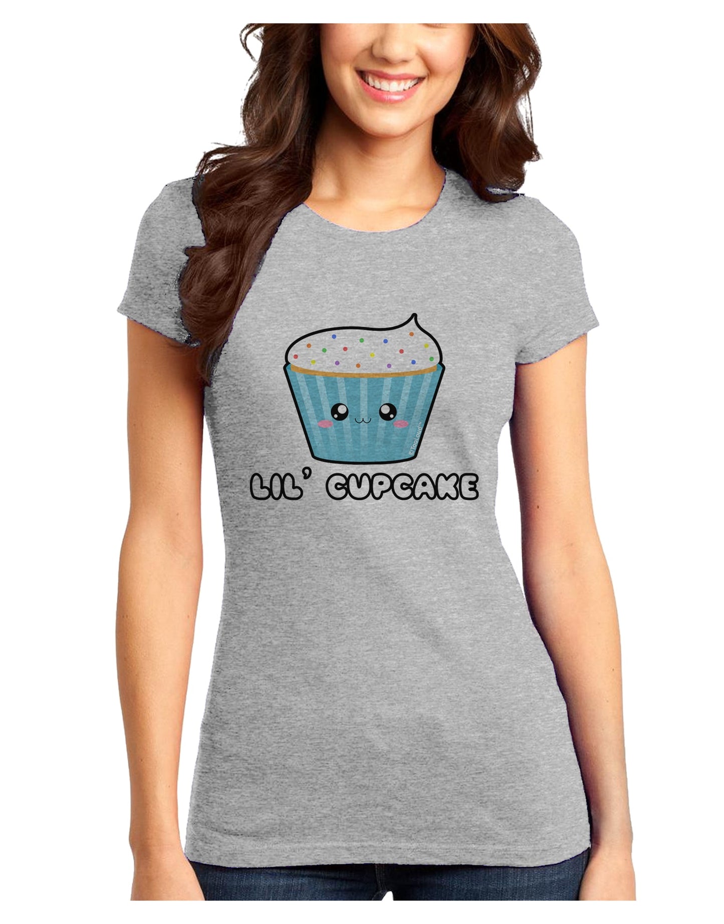 Cute Cupcake with Sprinkles - Lil Cupcake Juniors T-Shirt by TooLoud-Womens Juniors T-Shirt-TooLoud-Ash-Gray-Juniors Fitted X-Small-Davson Sales