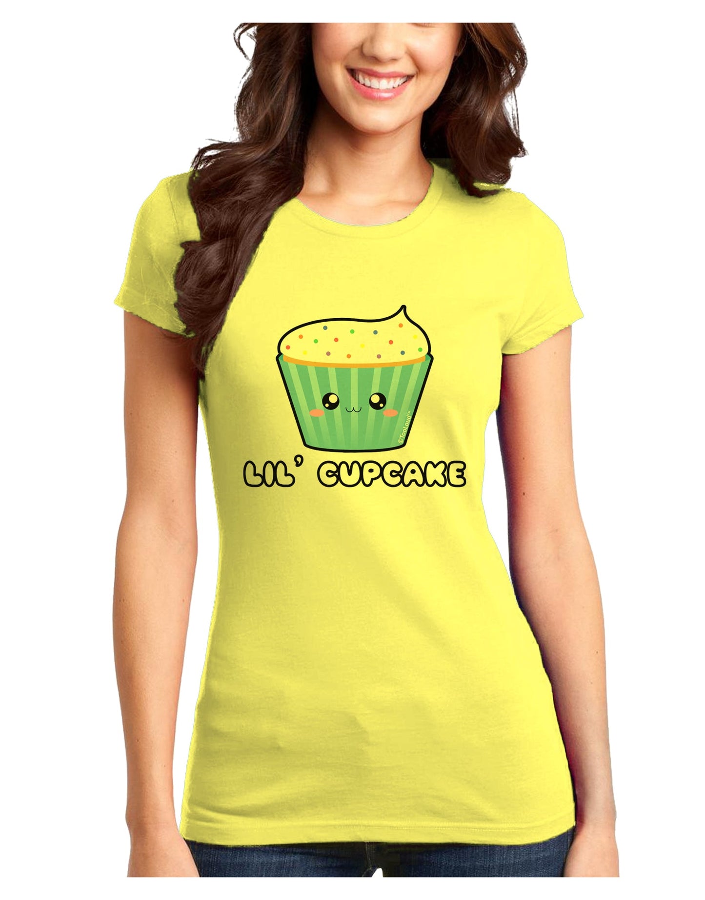 Cute Cupcake with Sprinkles - Lil Cupcake Juniors T-Shirt by TooLoud-Womens Juniors T-Shirt-TooLoud-Yellow-Juniors Fitted X-Small-Davson Sales