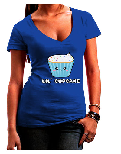 Cute Cupcake with Sprinkles - Lil Cupcake Juniors V-Neck Dark T-Shirt by TooLoud-Womens V-Neck T-Shirts-TooLoud-Royal-Blue-Juniors Fitted Small-Davson Sales