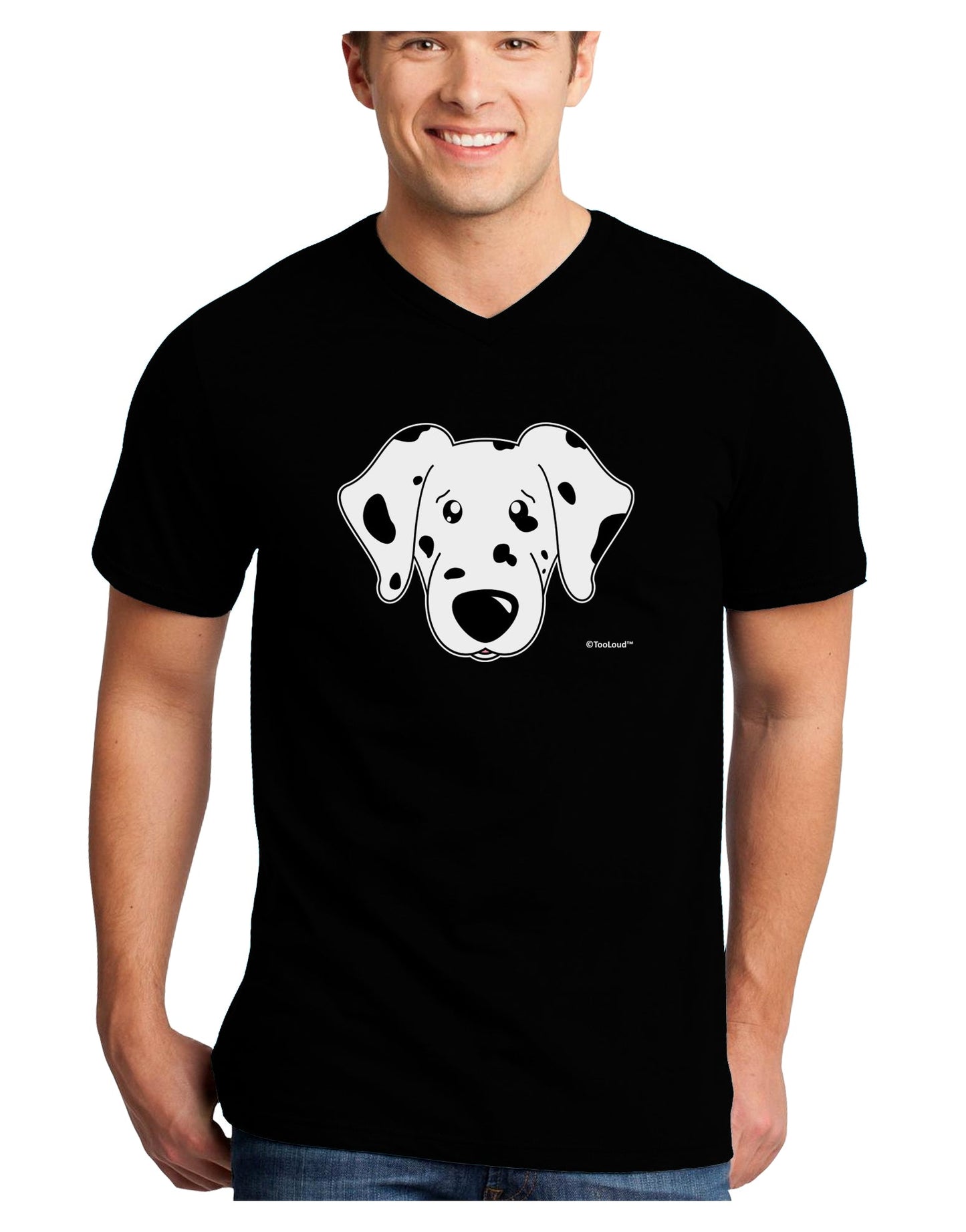 Cute Dalmatian Dog Adult Dark V-Neck T-Shirt by TooLoud-Mens V-Neck T-Shirt-TooLoud-Black-Small-Davson Sales