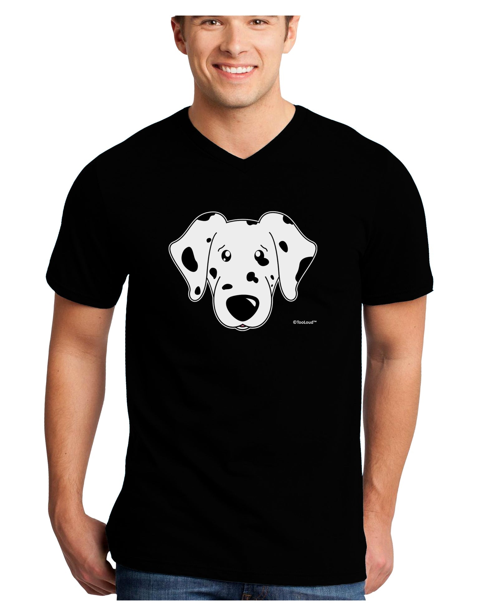 Cute Dalmatian Dog Adult Dark V-Neck T-Shirt by TooLoud-Mens V-Neck T-Shirt-TooLoud-Black-Small-Davson Sales