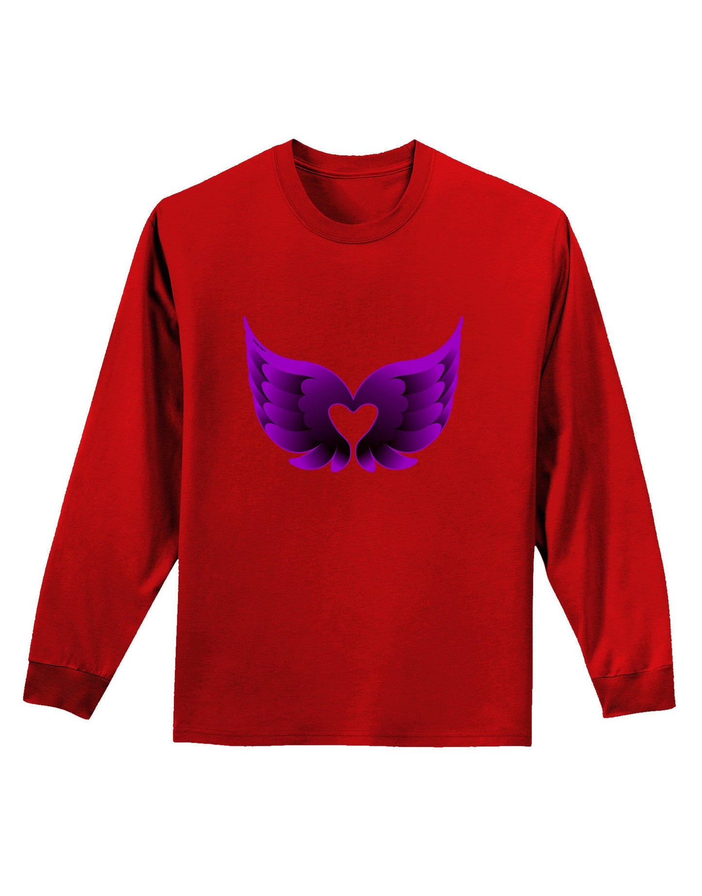 Cute Dark Angel Wings Black and Purple Heart Adult Long Sleeve Dark T-Shirt-TooLoud-Red-Small-Davson Sales