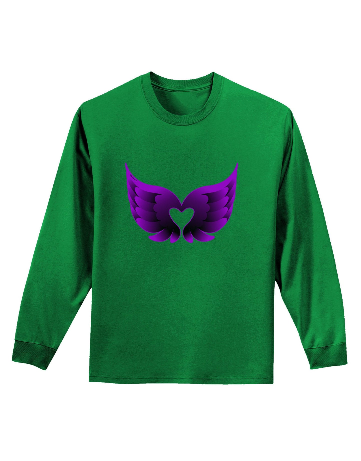 Cute Dark Angel Wings Black and Purple Heart Adult Long Sleeve Dark T-Shirt-TooLoud-Kelly-Green-Small-Davson Sales