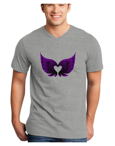 Cute Dark Angel Wings Black and Purple Heart Adult V-Neck T-shirt-Mens V-Neck T-Shirt-TooLoud-HeatherGray-Small-Davson Sales