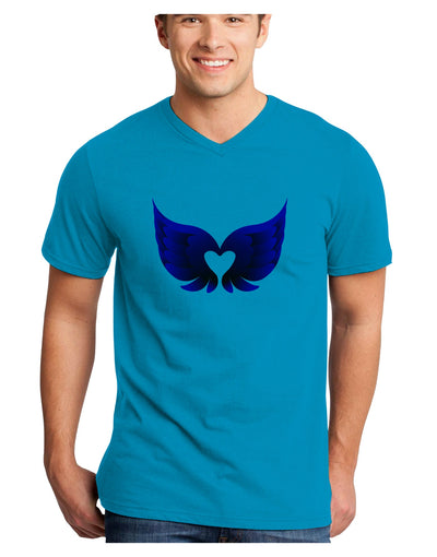 Cute Dark Angel Wings Black and Purple Heart Adult V-Neck T-shirt-Mens V-Neck T-Shirt-TooLoud-Turquoise-Small-Davson Sales