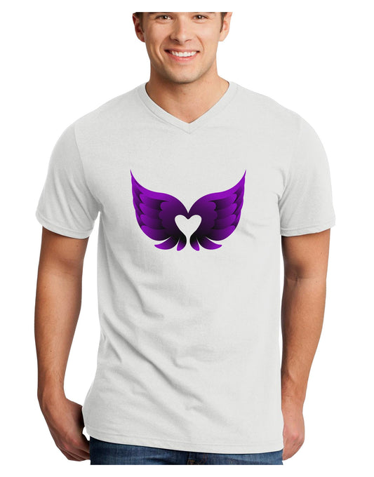Cute Dark Angel Wings Black and Purple Heart Adult V-Neck T-shirt-Mens V-Neck T-Shirt-TooLoud-White-Small-Davson Sales