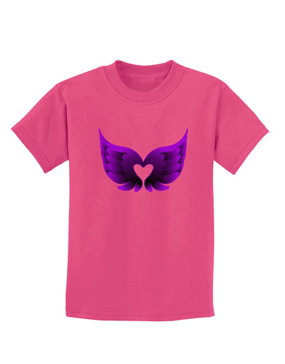 Cute Dark Angel Wings Black and Purple Heart Childrens Dark T-Shirt-Childrens T-Shirt-TooLoud-Sangria-X-Small-Davson Sales