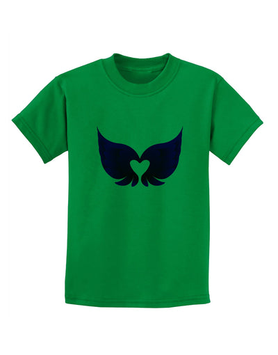 Cute Dark Angel Wings Black and Purple Heart Childrens T-Shirt-Childrens T-Shirt-TooLoud-Kelly-Green-X-Small-Davson Sales