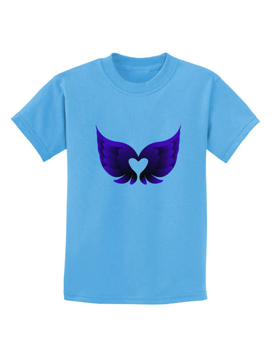 Cute Dark Angel Wings Black and Purple Heart Childrens T-Shirt-Childrens T-Shirt-TooLoud-Aquatic-Blue-X-Small-Davson Sales