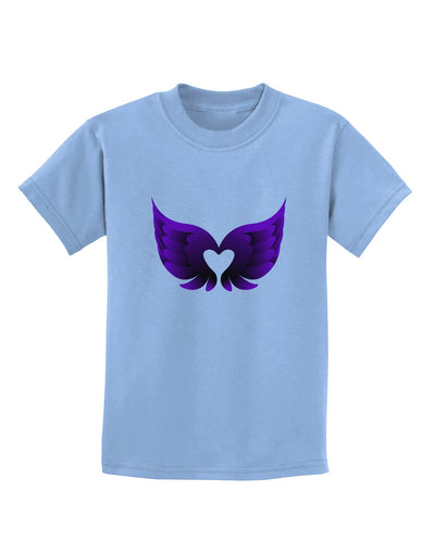 Cute Dark Angel Wings Black and Purple Heart Childrens T-Shirt-Childrens T-Shirt-TooLoud-Light-Blue-X-Small-Davson Sales