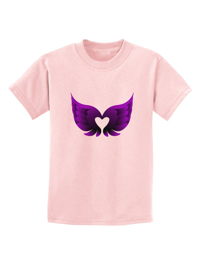 Cute Dark Angel Wings Black and Purple Heart Childrens T-Shirt-Childrens T-Shirt-TooLoud-PalePink-X-Small-Davson Sales