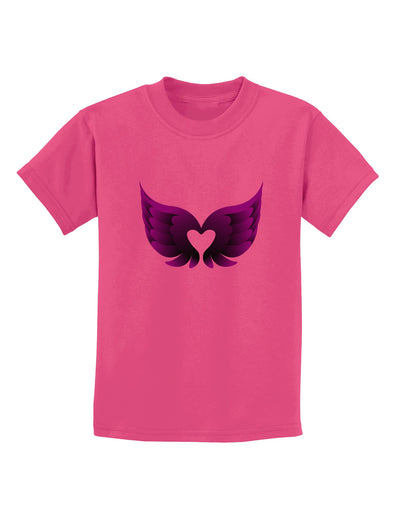 Cute Dark Angel Wings Black and Purple Heart Childrens T-Shirt-Childrens T-Shirt-TooLoud-Sangria-X-Small-Davson Sales