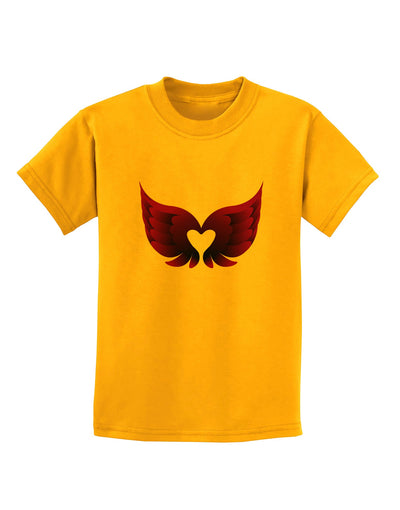 Cute Dark Angel Wings Black and Purple Heart Childrens T-Shirt-Childrens T-Shirt-TooLoud-Gold-X-Small-Davson Sales