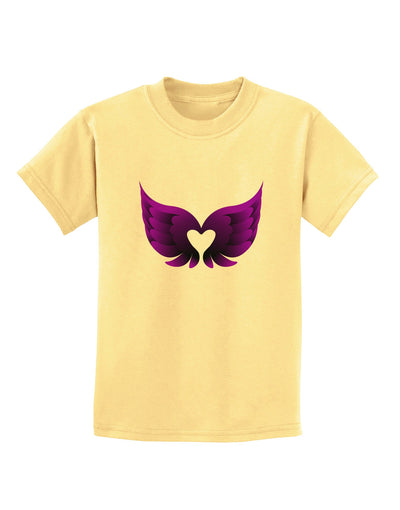 Cute Dark Angel Wings Black and Purple Heart Childrens T-Shirt-Childrens T-Shirt-TooLoud-Daffodil-Yellow-X-Small-Davson Sales