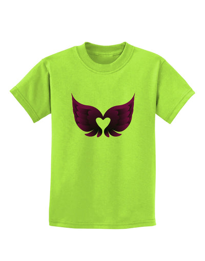 Cute Dark Angel Wings Black and Purple Heart Childrens T-Shirt-Childrens T-Shirt-TooLoud-Lime-Green-X-Small-Davson Sales