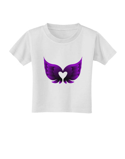 Cute Dark Angel Wings Black and Purple Heart Toddler T-Shirt-Toddler T-Shirt-TooLoud-White-2T-Davson Sales