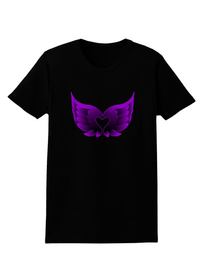 Cute Dark Angel Wings Black and Purple Heart Womens Dark T-Shirt-TooLoud-Black-X-Small-Davson Sales