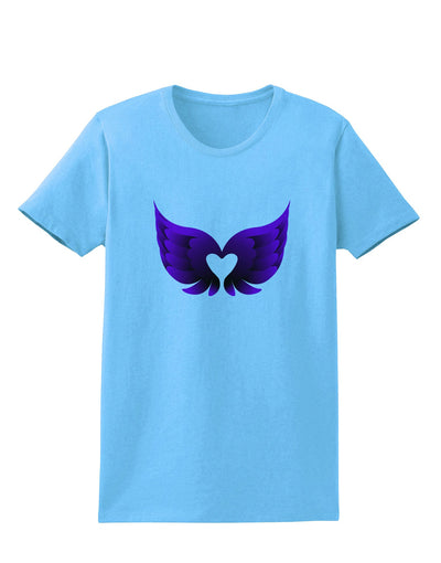 Cute Dark Angel Wings Black and Purple Heart Womens T-Shirt-Womens T-Shirt-TooLoud-Aquatic-Blue-X-Small-Davson Sales