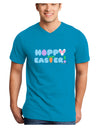 Cute Decorative Hoppy Easter Design Adult Dark V-Neck T-Shirt by TooLoud-Mens V-Neck T-Shirt-TooLoud-Turquoise-Small-Davson Sales