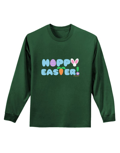 Cute Decorative Hoppy Easter Design Adult Long Sleeve Dark T-Shirt by TooLoud-TooLoud-Dark-Green-Small-Davson Sales