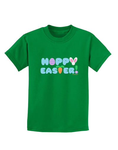 Cute Decorative Hoppy Easter Design Childrens Dark T-Shirt by TooLoud-Childrens T-Shirt-TooLoud-Kelly-Green-X-Small-Davson Sales