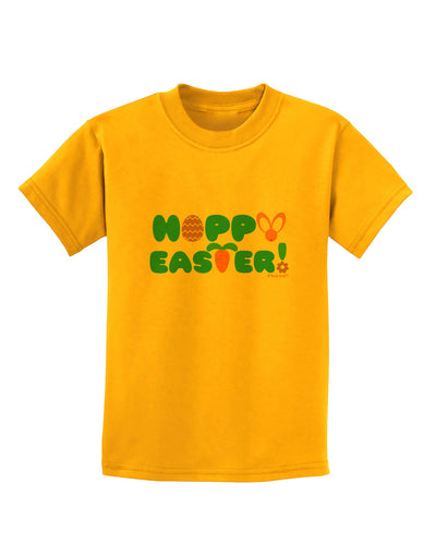 Cute Decorative Hoppy Easter Design Childrens T-Shirt by TooLoud-Childrens T-Shirt-TooLoud-Gold-X-Small-Davson Sales