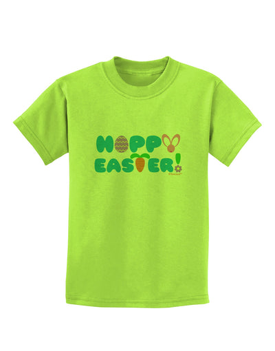 Cute Decorative Hoppy Easter Design Childrens T-Shirt by TooLoud-Childrens T-Shirt-TooLoud-Lime-Green-X-Small-Davson Sales