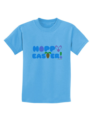 Cute Decorative Hoppy Easter Design Childrens T-Shirt by TooLoud-Childrens T-Shirt-TooLoud-Aquatic-Blue-X-Small-Davson Sales