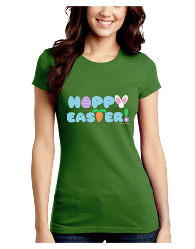 Cute Decorative Hoppy Easter Design Juniors Crew Dark T-Shirt by TooLoud-T-Shirts Juniors Tops-TooLoud-Kiwi-Green-Juniors Fitted X-Small-Davson Sales