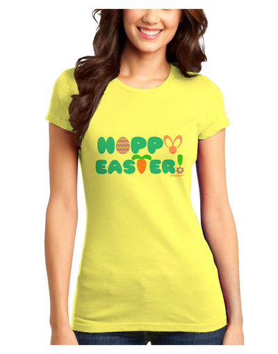 Cute Decorative Hoppy Easter Design Juniors T-Shirt by TooLoud-Womens Juniors T-Shirt-TooLoud-Yellow-Juniors Fitted X-Small-Davson Sales