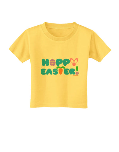Cute Decorative Hoppy Easter Design Toddler T-Shirt by TooLoud-Toddler T-Shirt-TooLoud-Yellow-2T-Davson Sales