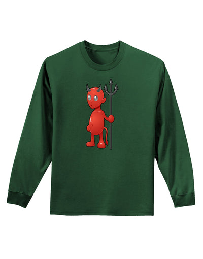 Cute Devil - Halloween Design Adult Long Sleeve Dark T-Shirt-TooLoud-Dark-Green-Small-Davson Sales